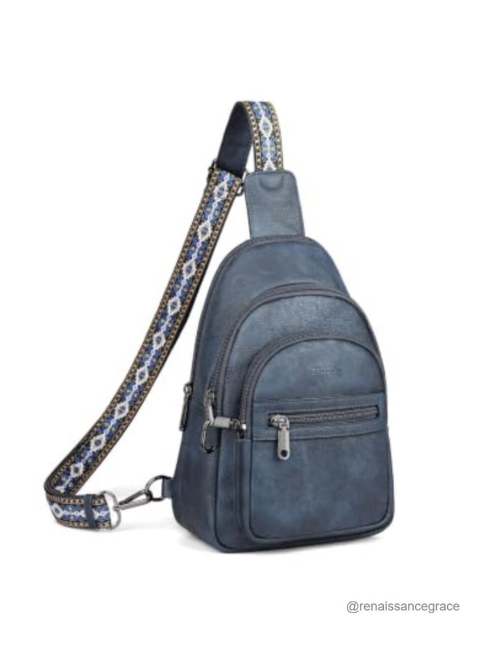 Faux Leather Sling Bag Crossbody with Adjustable Strap, 11 Pockets